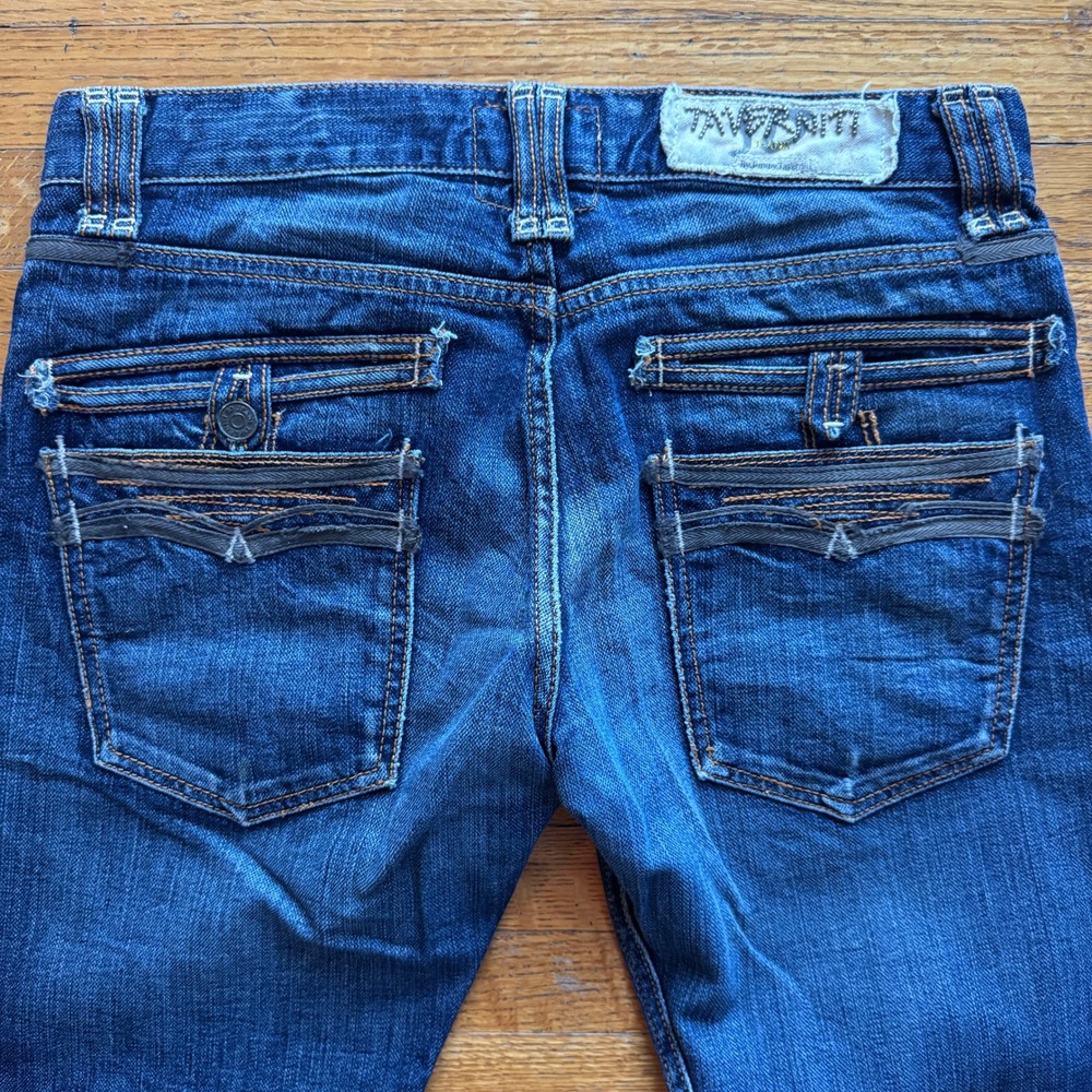 Taverniti So Jeans Mens 32 Mec Tape 17 Straight Leg Blue Distressed Button Fly